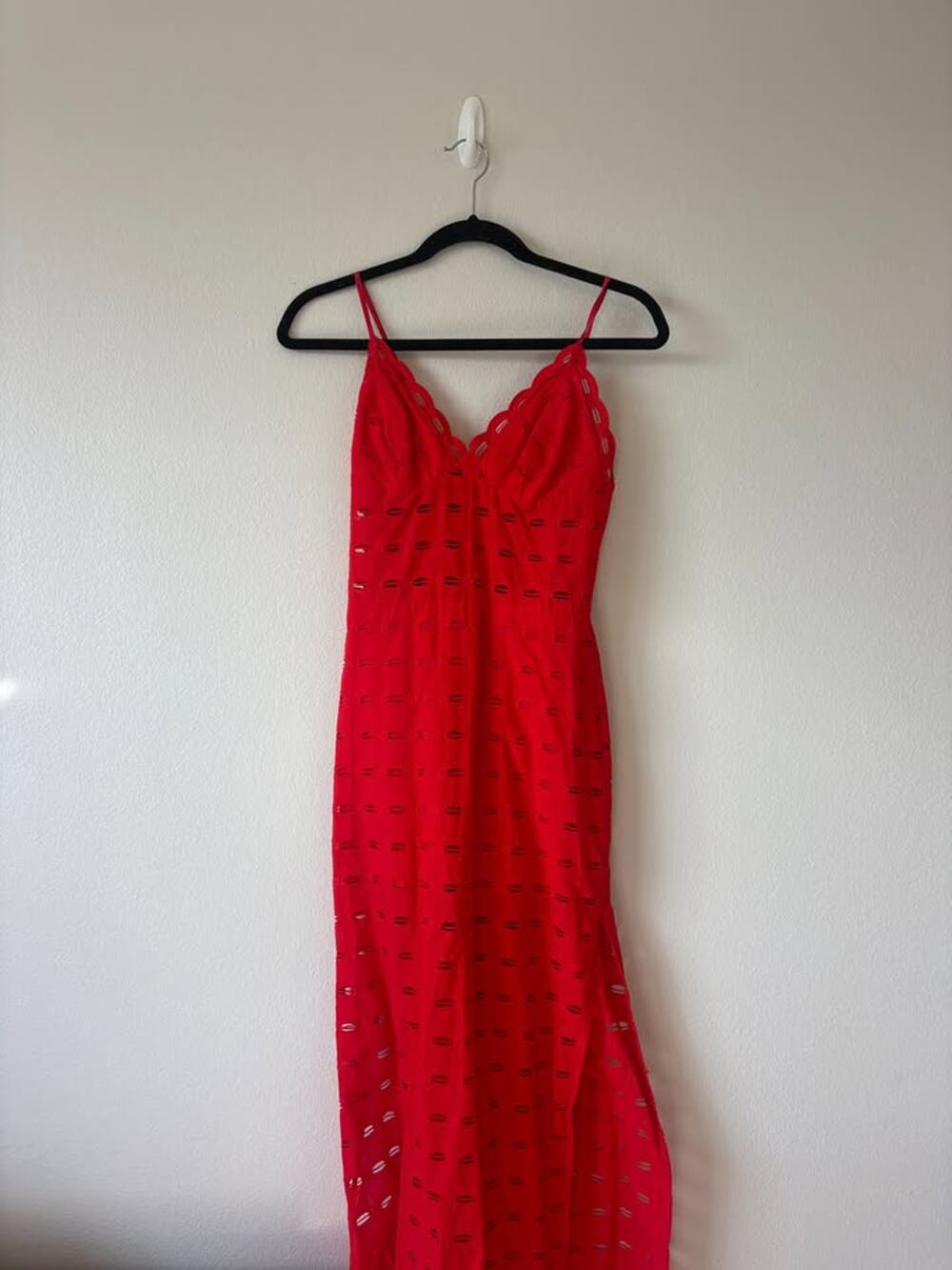 VIX Paula Hermanny Red Eyelet Cutout Maxi Dress "Raya" - Size XS - NWT